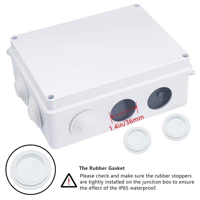 Zulkit Junction Box ABS Plastic Dustproof Waterproof IP65 Universal Electrical Boxes Project Enclosure White 7.9 x 6.1 x 3.1 inch (200 x155 x 80mm) - Image 4